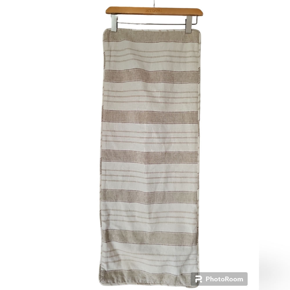 POTTERY BARN Long Tan Beige Striped Linen‎ Blend Decorator Pillow Sham 37x15
